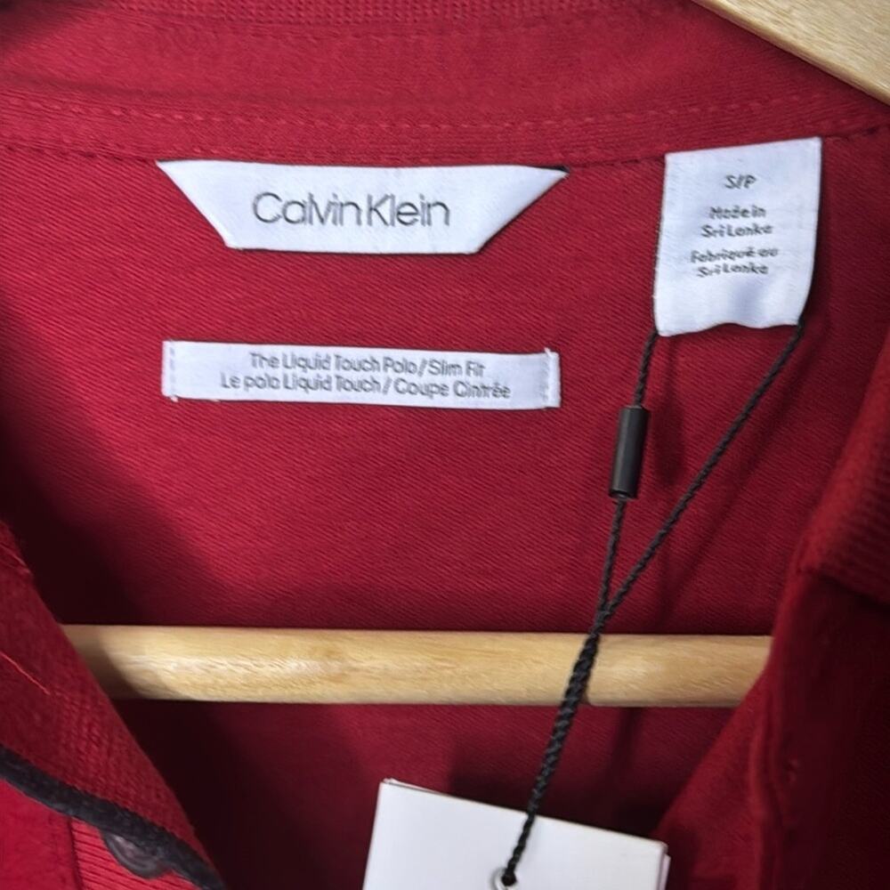 NWT Calvin Klein Red With Red Logo Polo Shirt Size Small - Picture 5 of 5